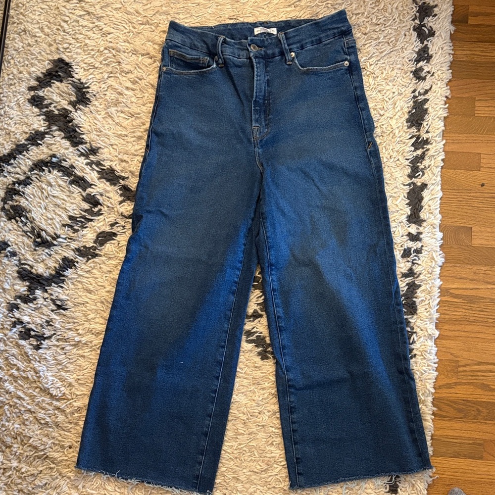 Good American Palazzo Wide Leg High Waist Cropped Jeans Women’s